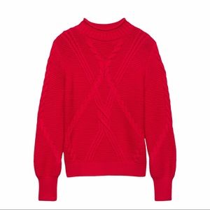 Banana Republic Cable Knit Mock Neck Red Sweater XL